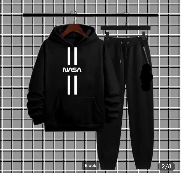 Fleece Printed Hoodie Track Suit